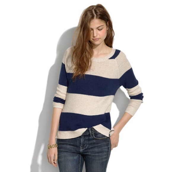 Madewell Sweaters - Madewell Leafstitch Crew Neck in Stripe Sweater